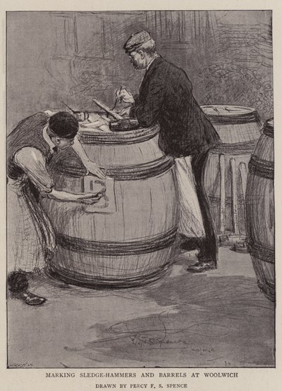 Marquage des marteaux-pilons et des barils à Woolwich - Percy F.S. Spence